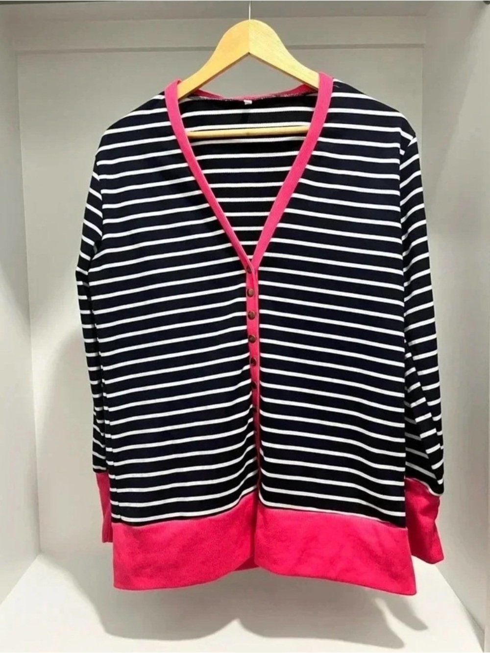 Women’s striped snap button cardigan